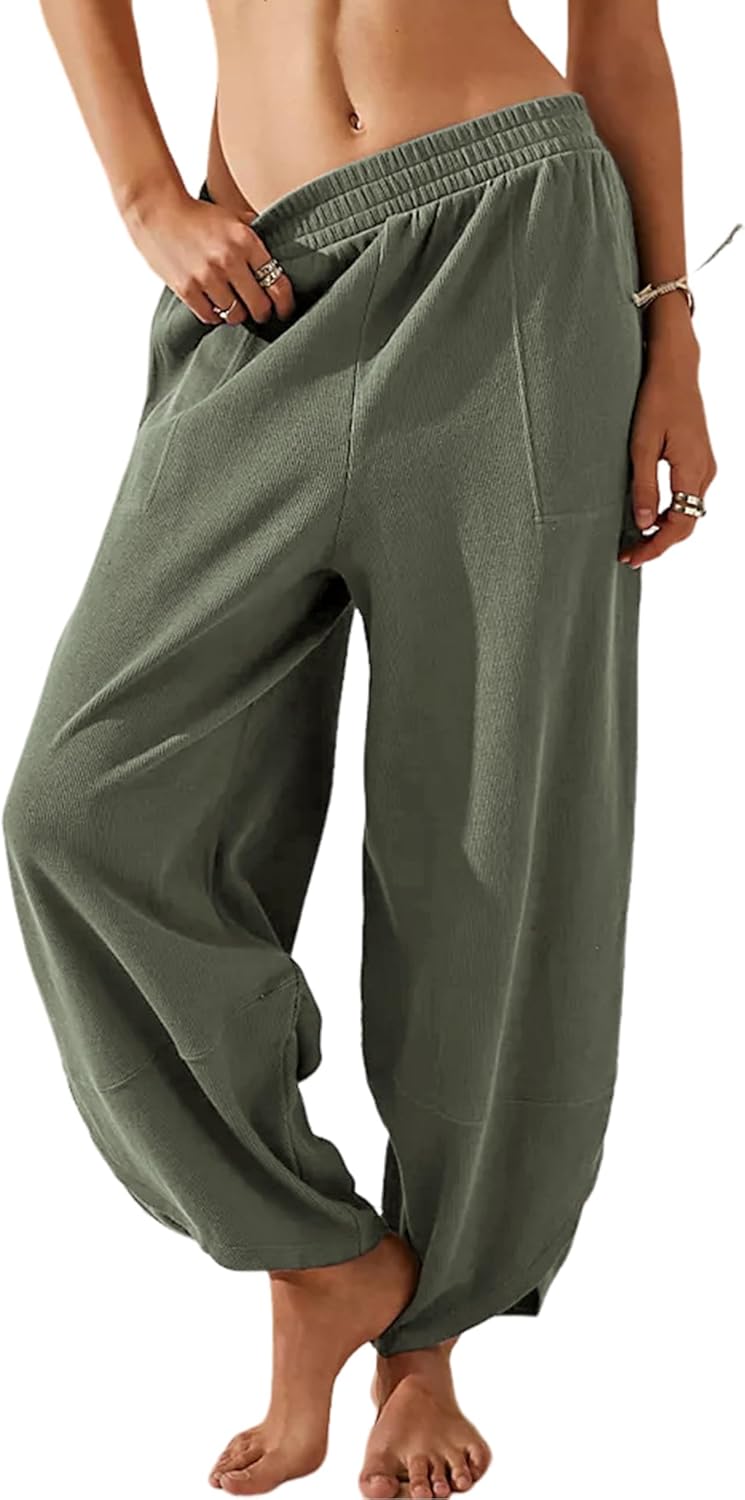 Baggy Wide Leg Pants for Women - Cotton Palazzo Harem Style