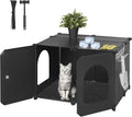 Cat Litter Box Enclosure with Hooks and Mat - Splash Proof Litter