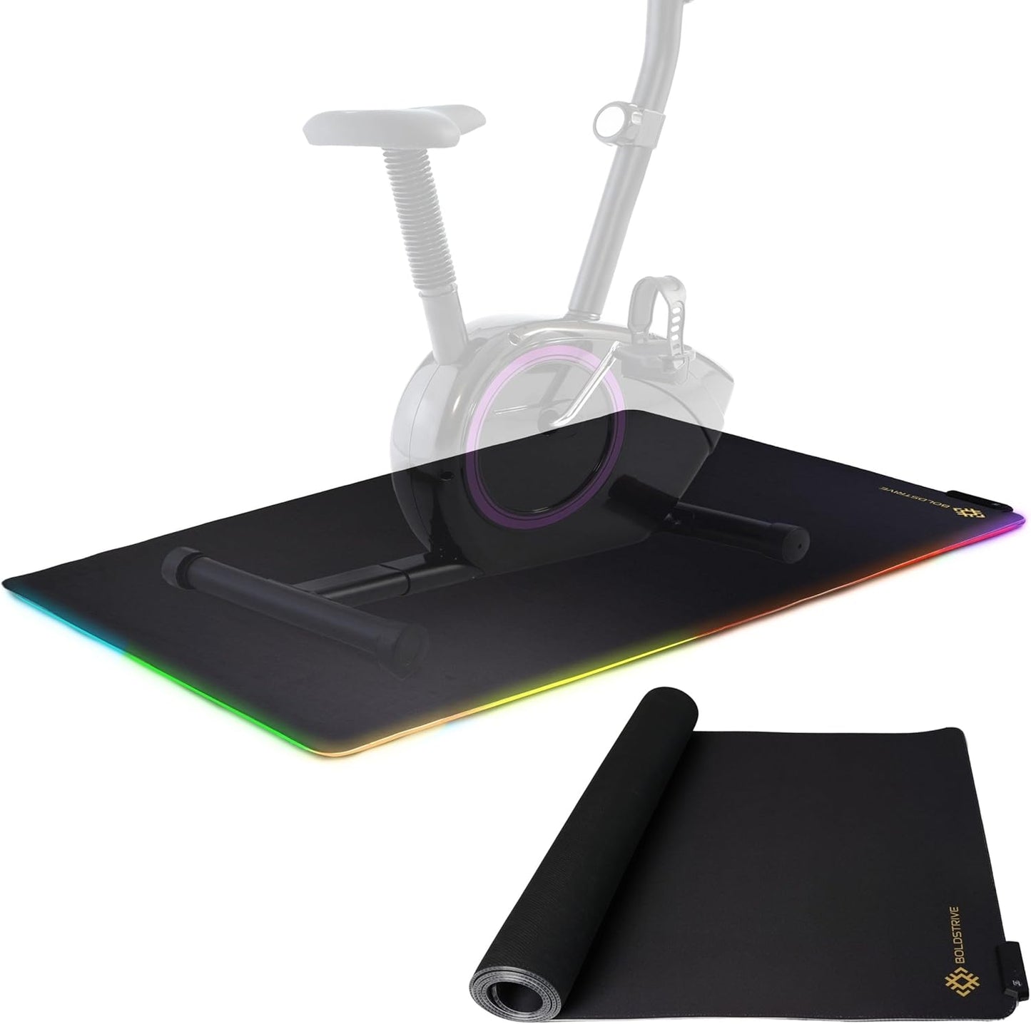 Non-Slip LED Exercise Mat - Stylish Spin Bike Floor Protection