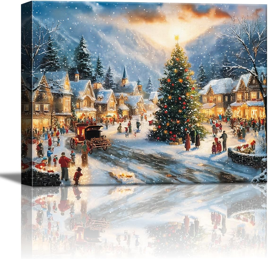 Vintage Christmas Canvas Wall Art for Festive Holiday Decor