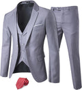 YND Men's Slim Fit 3 Piece Suit One Button Jacket Vest Pants Set silk