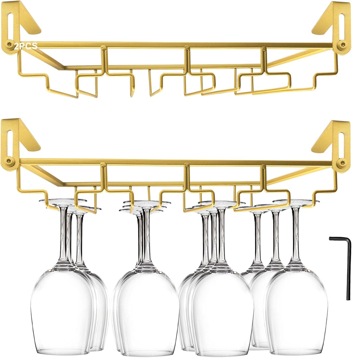 Adjustable Wine Glass Holder Under Shelf for Kitchen Storage