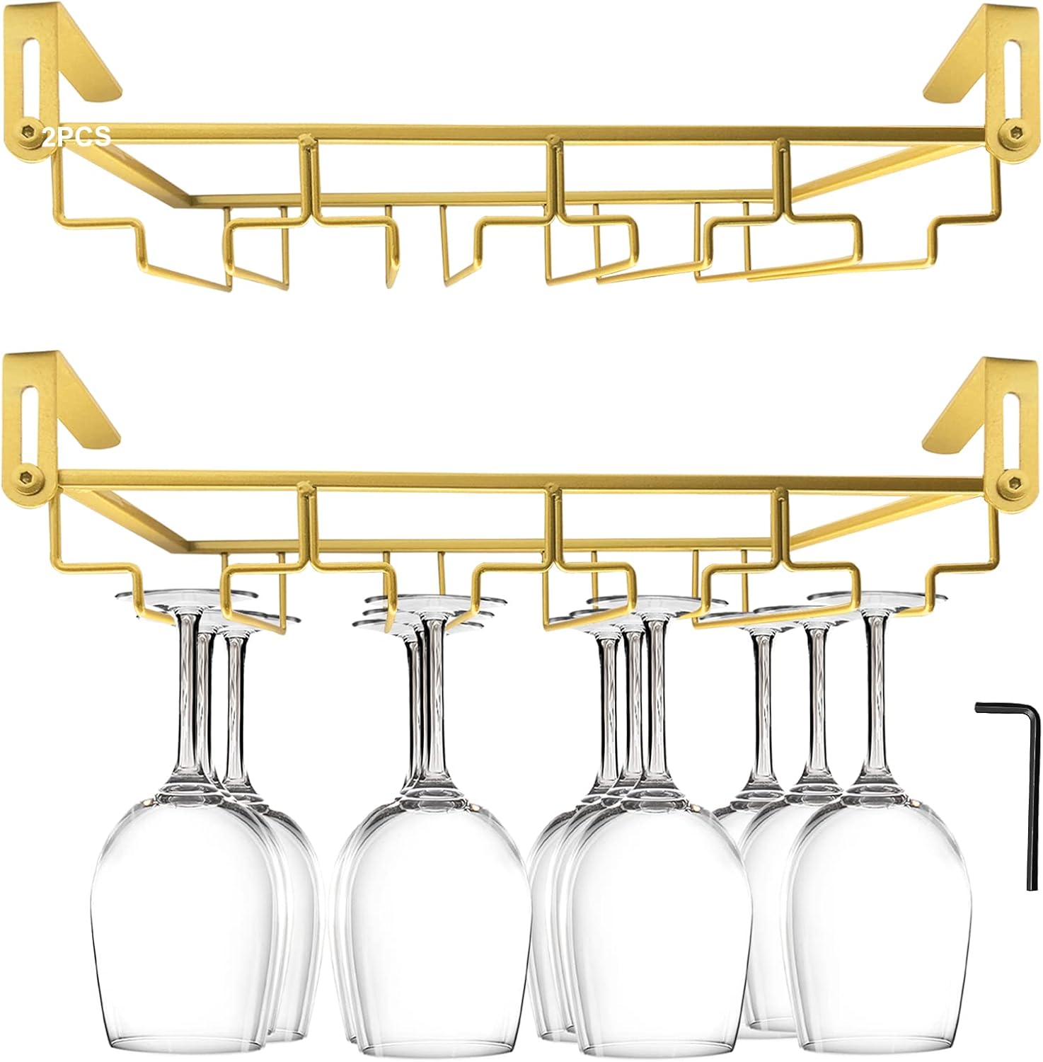 Adjustable Wine Glass Holder Under Shelf for Kitchen Storage
