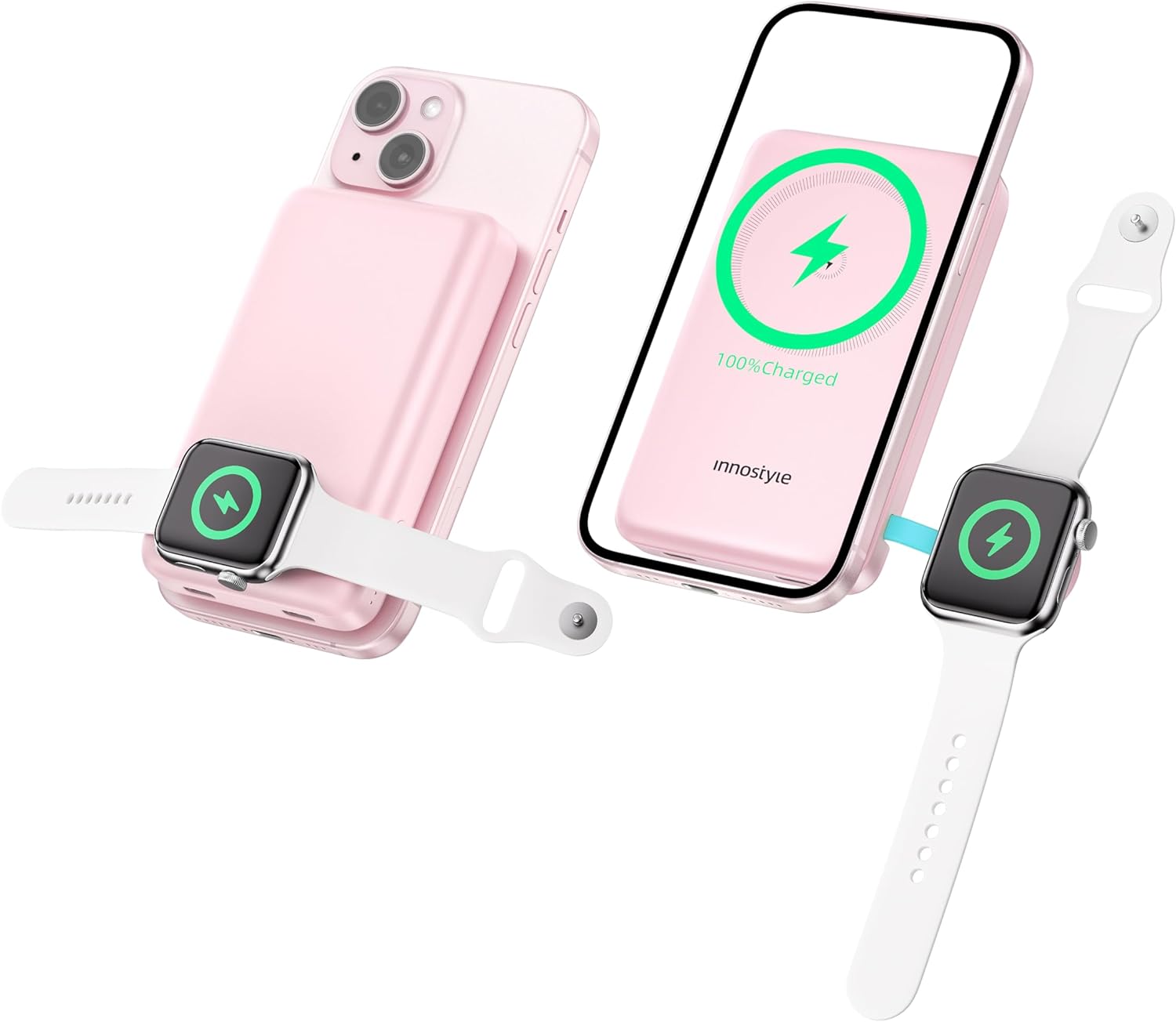 Innostyle Magnetic Power Bank 10000mAh - Fast Charging for iPhone & Apple Watch