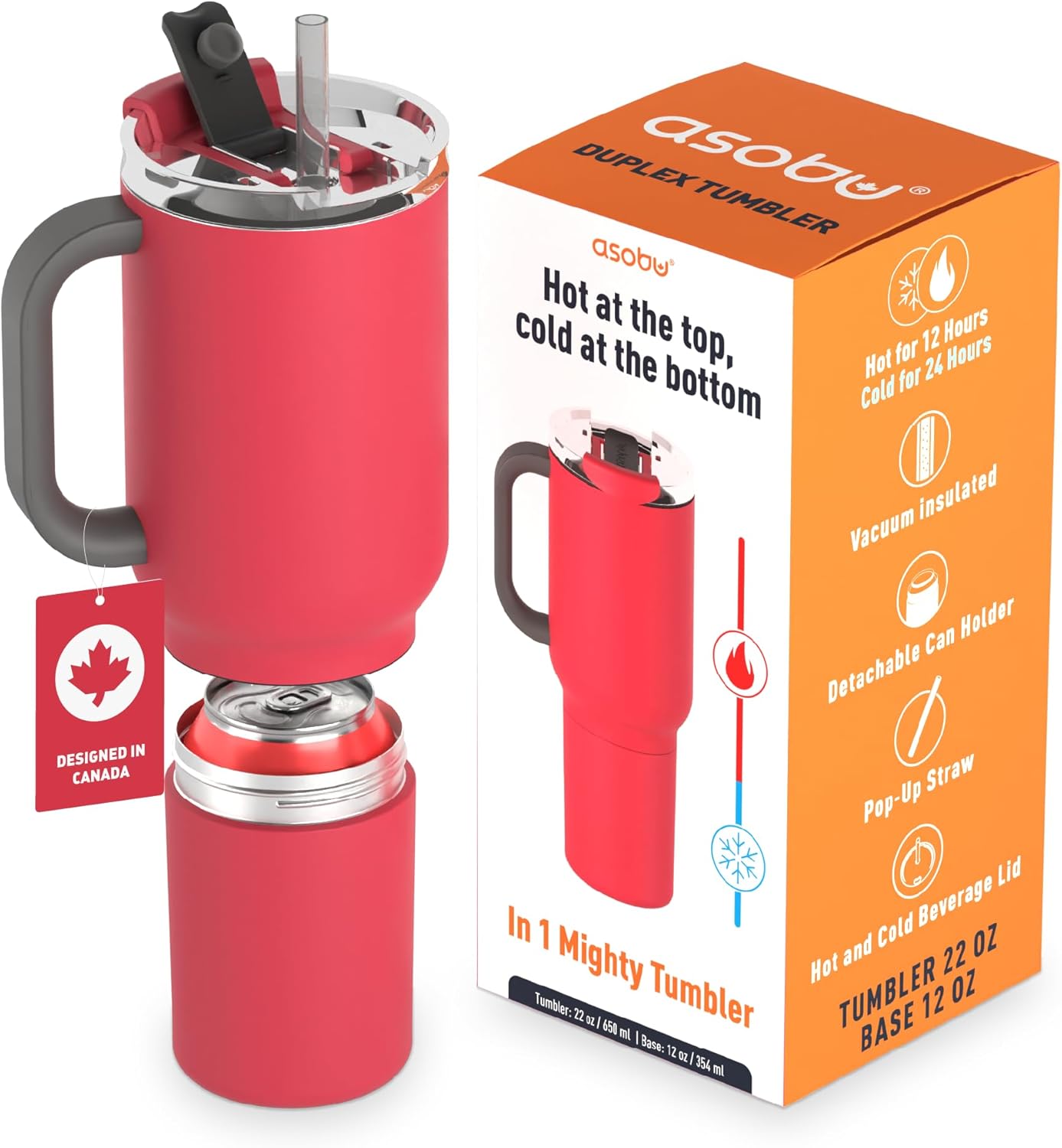 asobu 2-in-1 Travel Mug & Beer Can Holder - Enjoy Hot & Cold Drinks Together