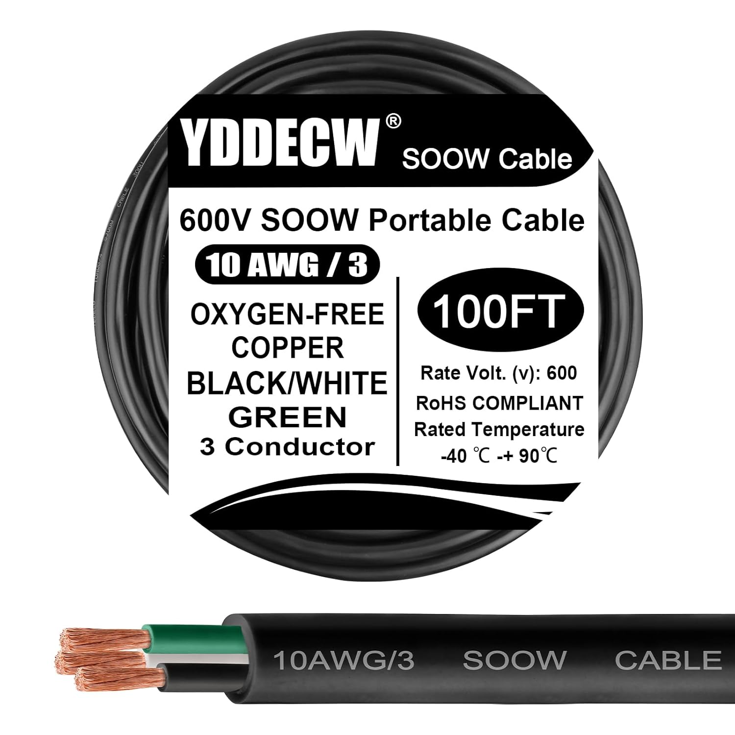 100ft 10/3 10 AWG Portable Power Cable for Heavy Duty Use