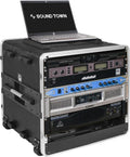 Sound Town Lightweight 10U PA DJ Rack Case for Easy Transport