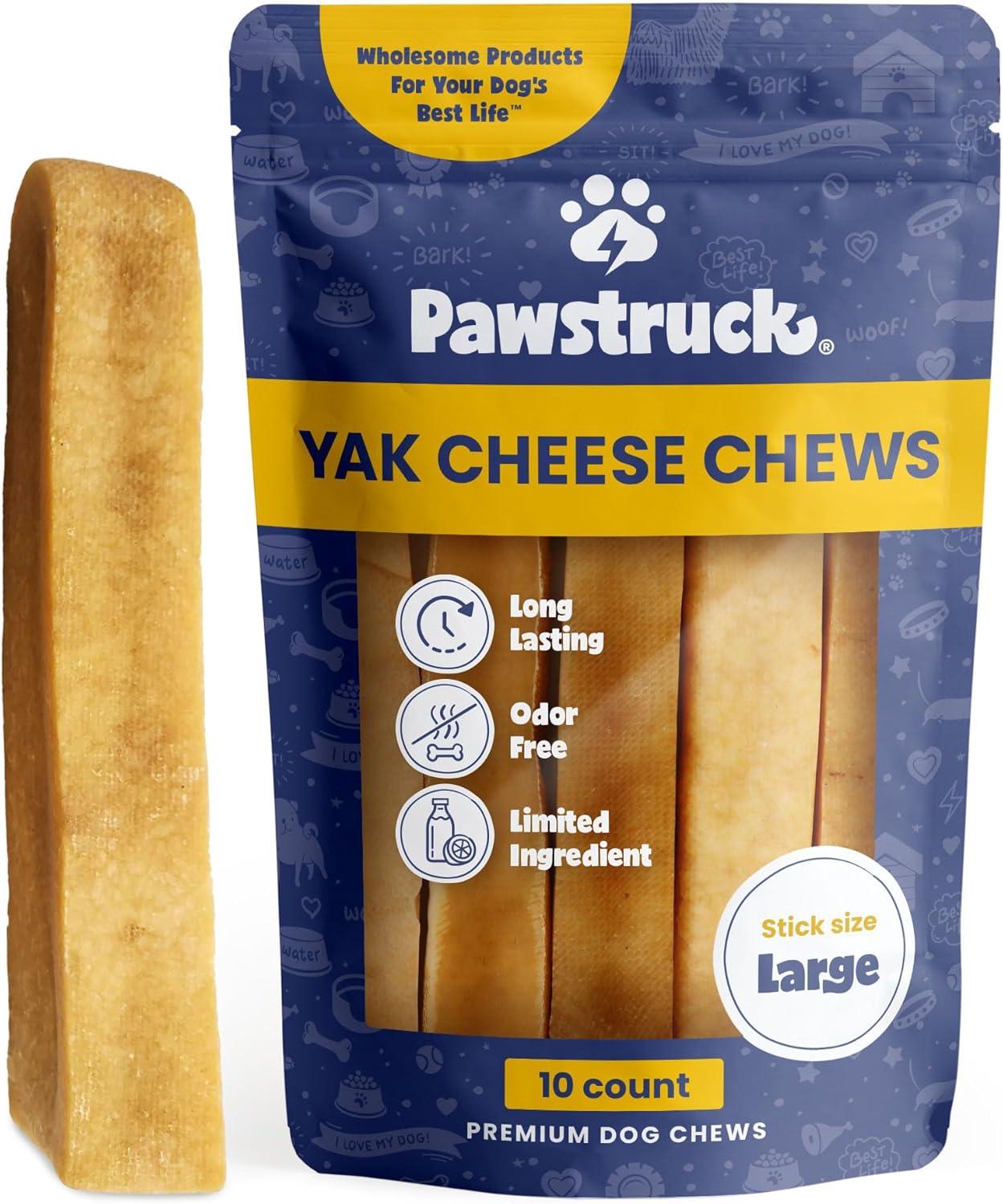 Pawstruck Large Himalayan Yak Cheese Chews for Dogs - Premium Treats
