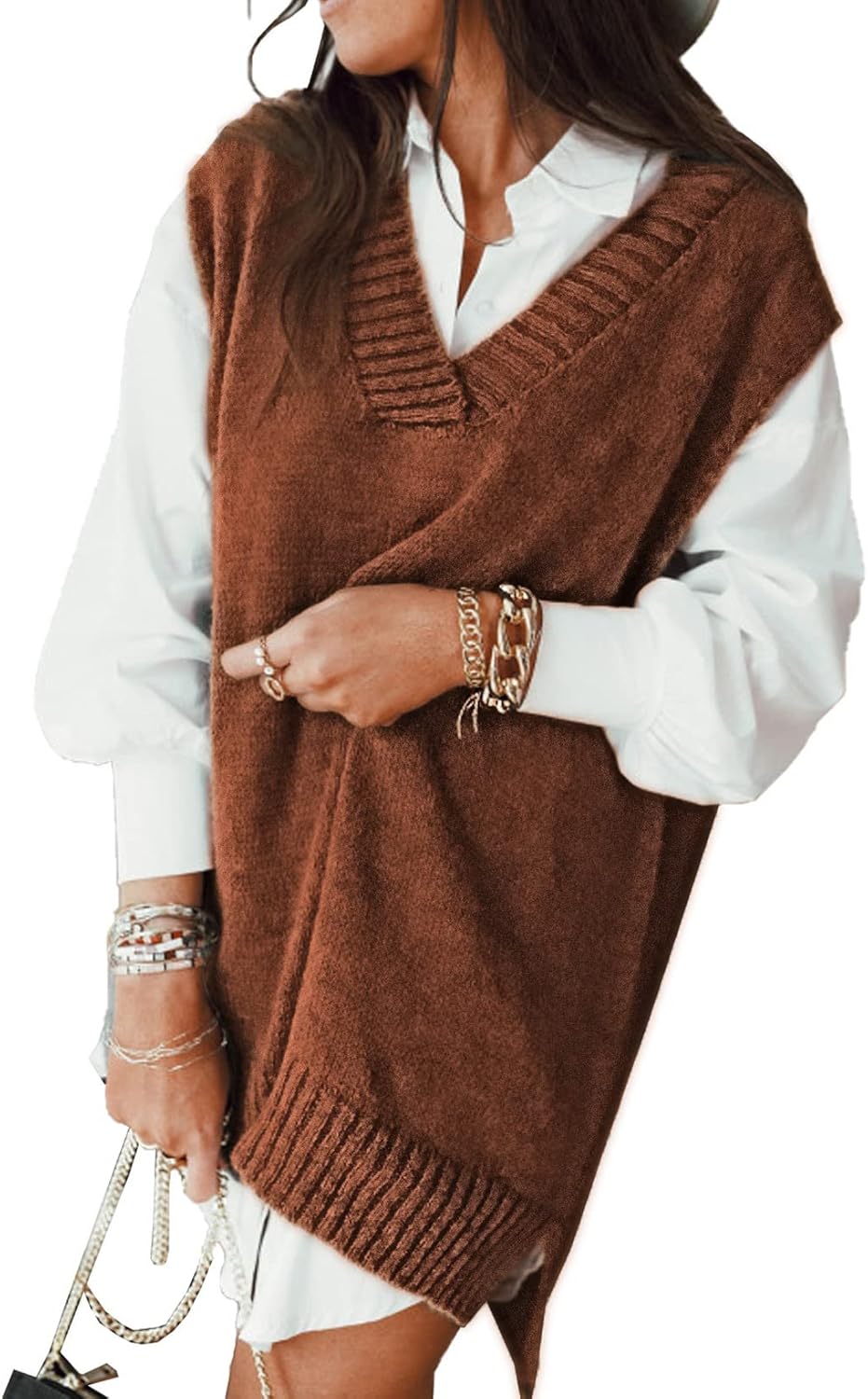 EVALESS Oversized Sweater Vest for Women - Stylish and Comfy