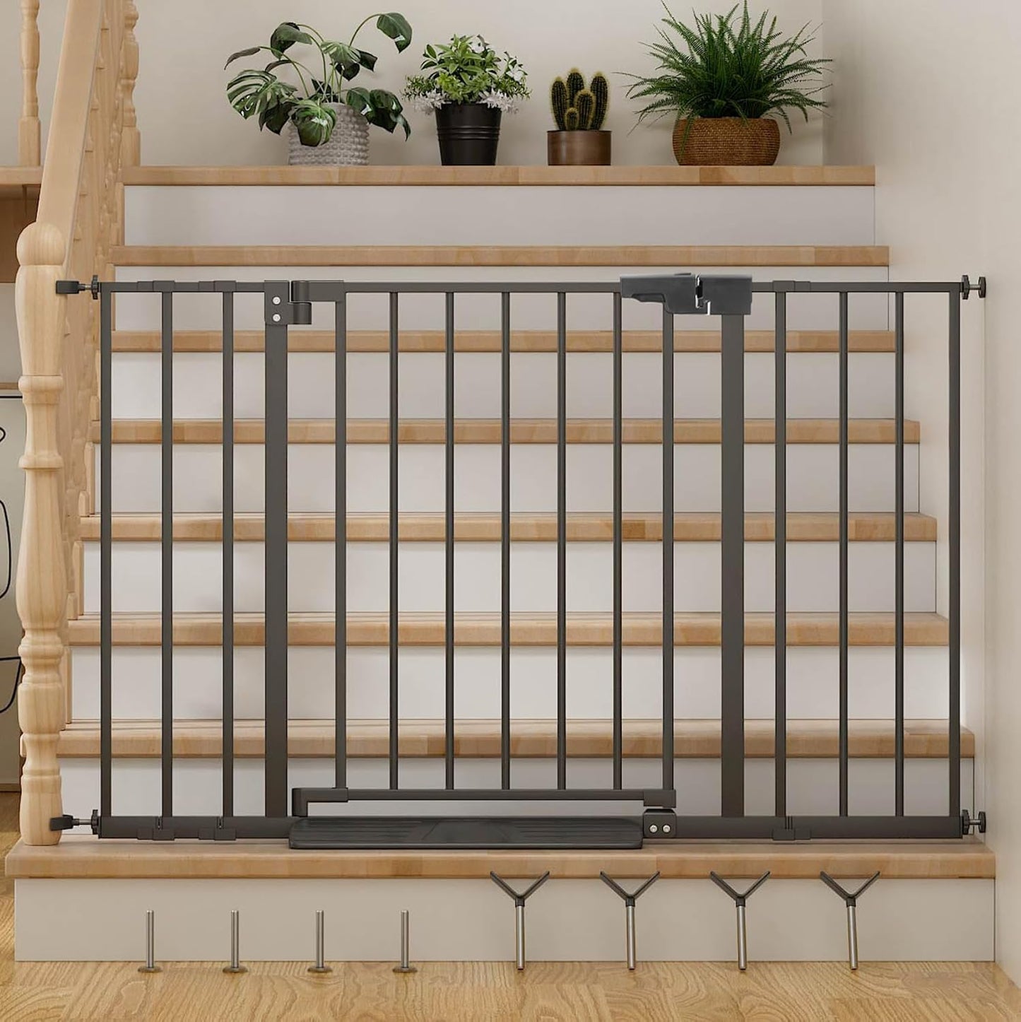 29.7-46 Baby Gate for Stairs with Banister Adapter Y-Spindle
