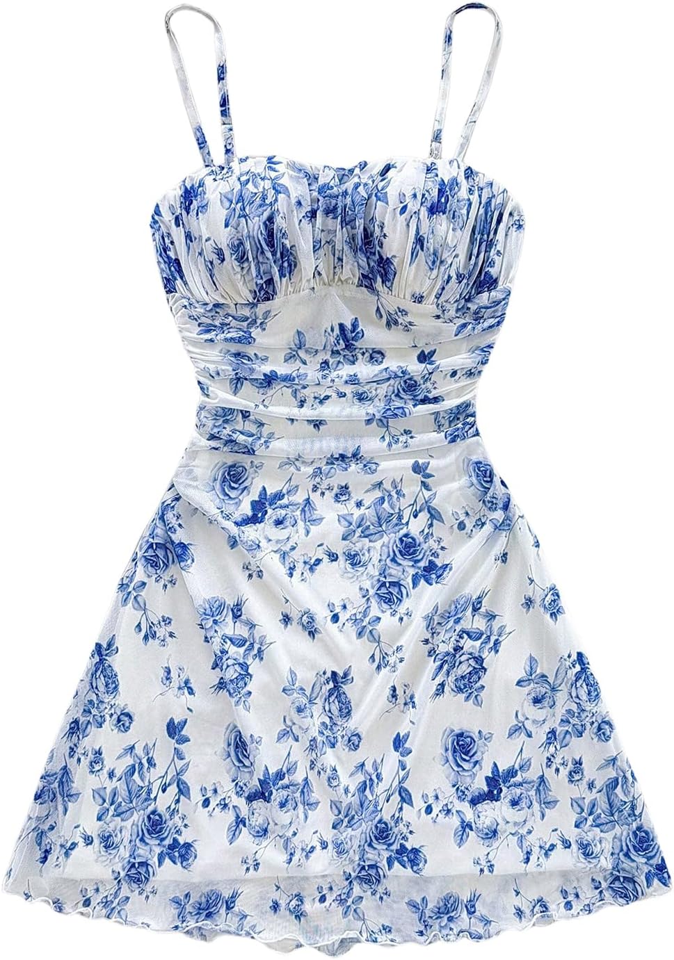 WDIRARA Women's Floral Print Ruched Cami Dress for Summer Fun