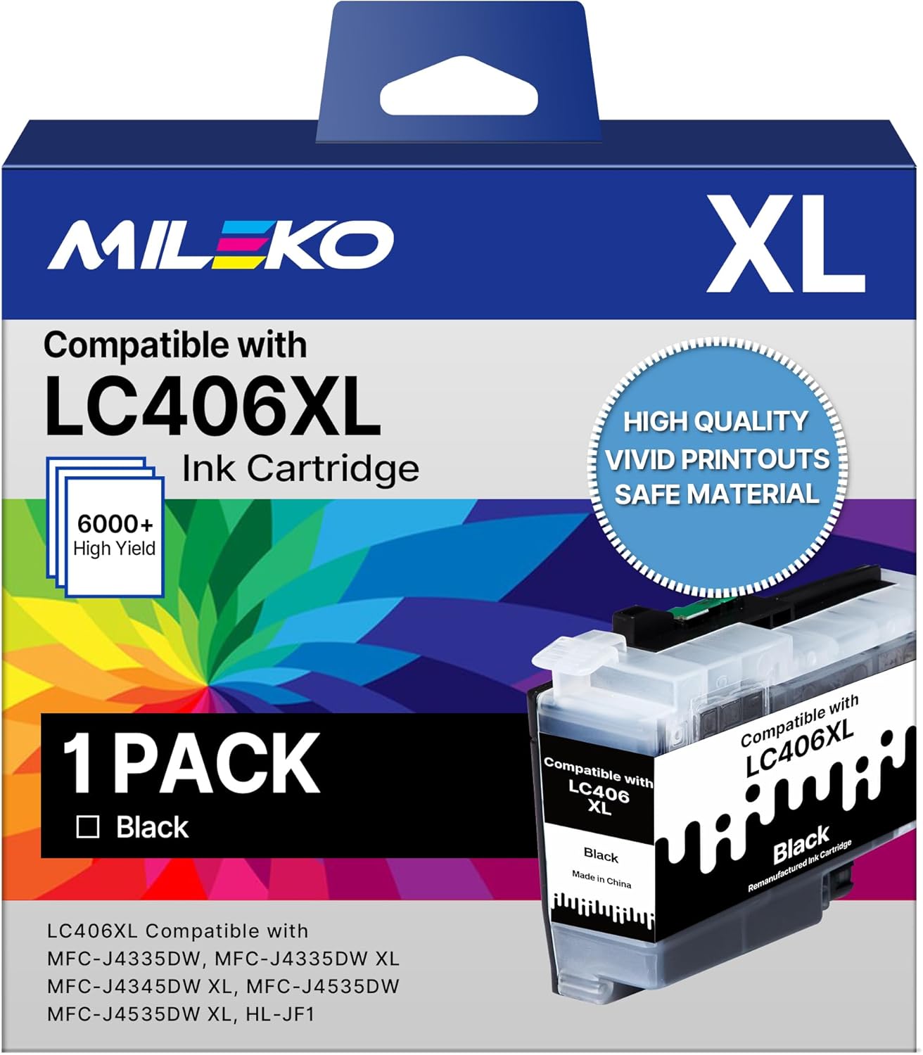 High Yield LC406 Ink Cartridges for Brother Printers - 1 Pack