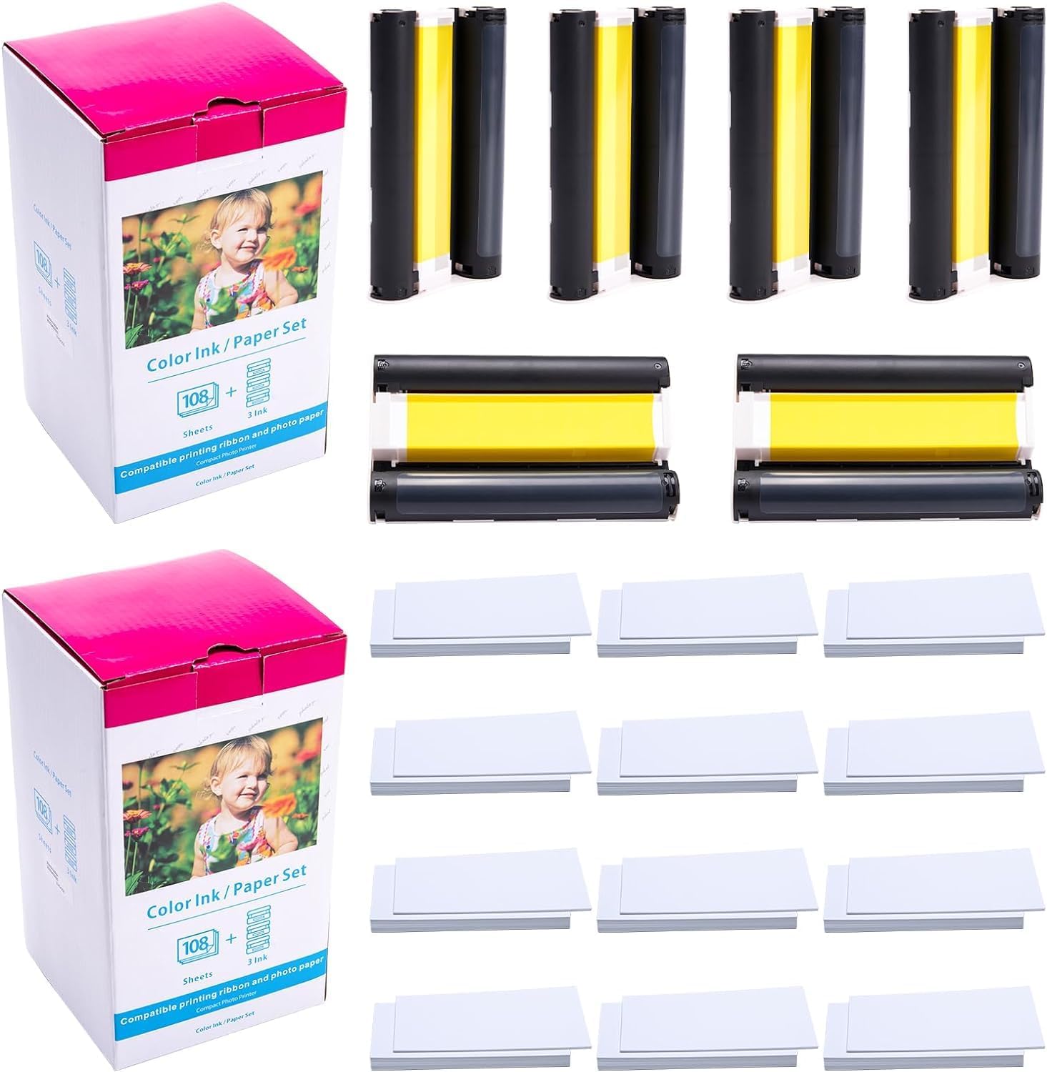 2 Pack Compatible Canon Selphy CP1300 Ink and Paper Set