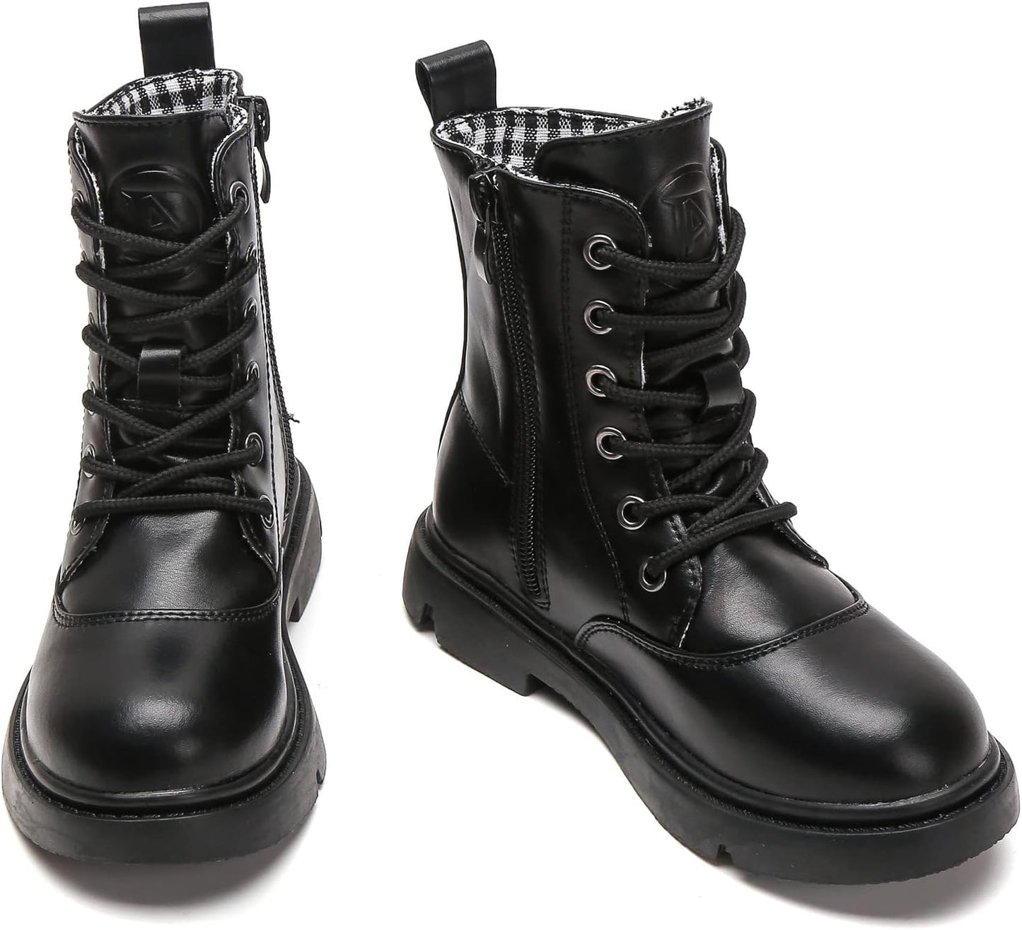 DADAWEN Boys Girls Waterproof Glitter Mid Calf Combat Boots