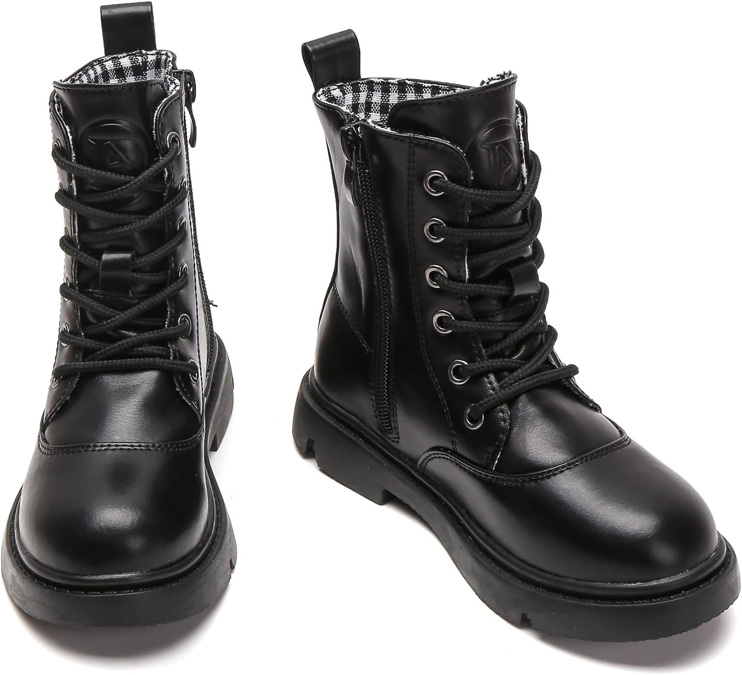 DADAWEN Boys Girls Waterproof Glitter Mid Calf Combat Boots
