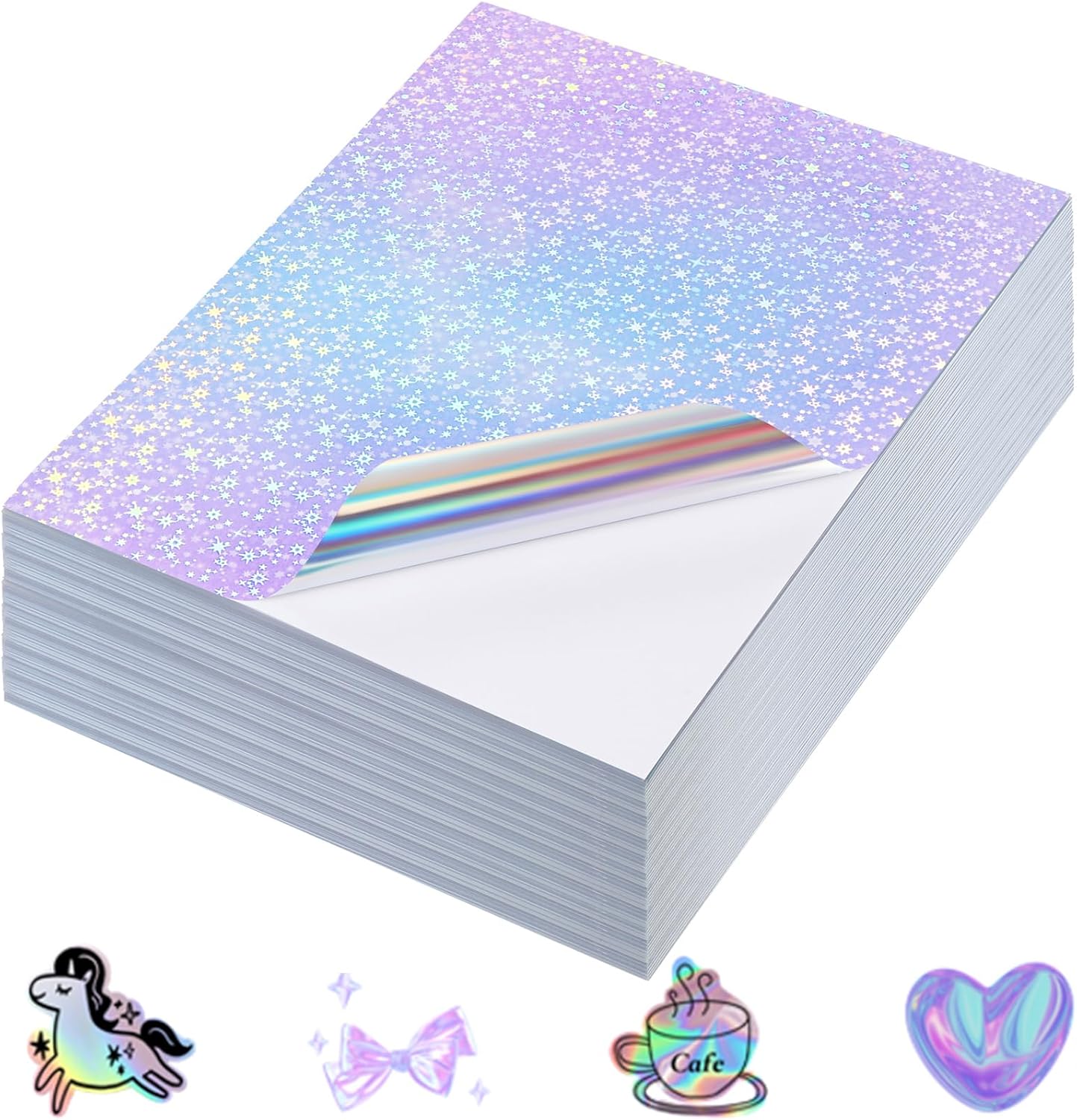 Sherr Holographic Stickers Paper 120 Pcs 8.5x11 Inch Vinyl