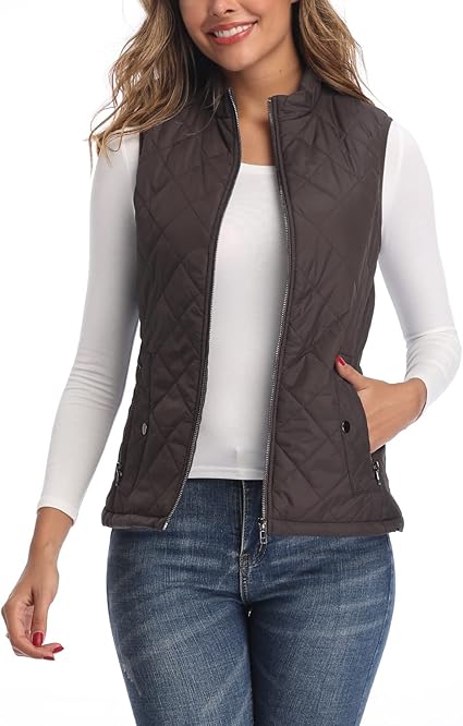 Argstar Women's Quilted Lightweight Vest with Zip Pockets