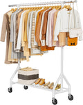 Heavy Duty Clothes Rack 450 LBS Capacity White - Rolling Garment Rack