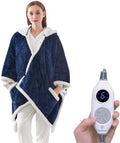 Wearable Heated Throw Blanket - Cozy Wrap Poncho with Pockets