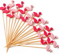 Handmade Bamboo Toothpicks 100ct 4.7 with Flamingo Decor