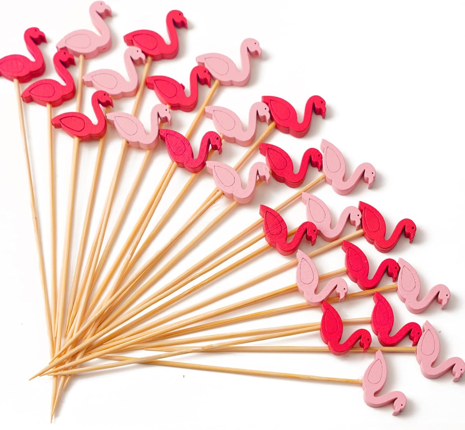 Handmade Bamboo Toothpicks 100ct 4.7 with Flamingo Decor