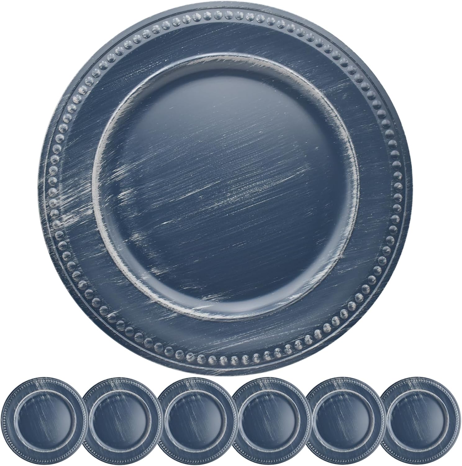 FAYAMILA 6-Pack Beaded Round Charger Plates - Elegant Table Party Decor