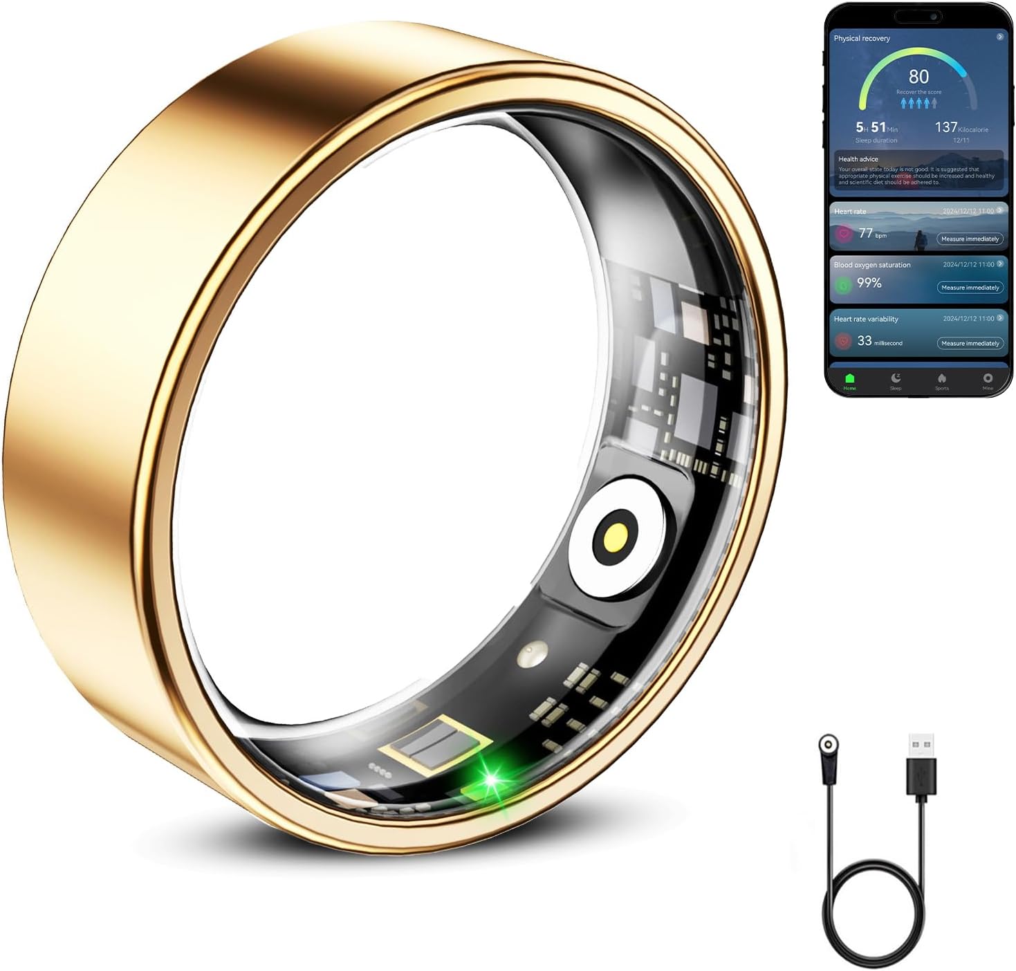 Smart Ring Health Tracker for Men & Women - Waterproof Fitness Ring