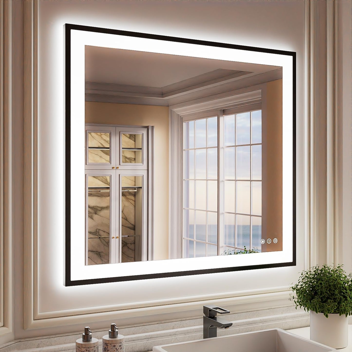 ISKMs Dimmable LED Bathroom Mirror with Anti-Fog Functionality