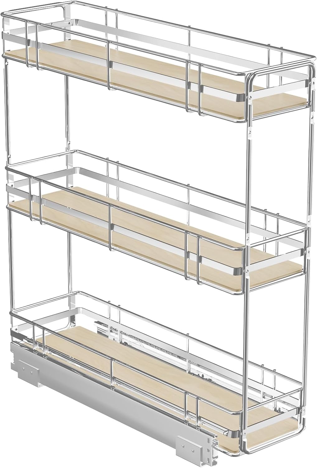 3-Tier Pull Out Cabinet Organizer for Narrow Cabinets 7in W