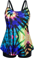 Tankini Swimsuit Two Piece Flowy Tank Top with Boy Shorts (Style QYWD)