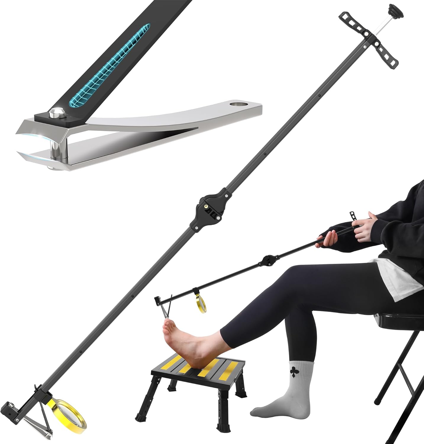 Foldable Extended Long Handle Toenail Clippers for Seniors
