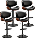 Bar Stools Set of 4 Bentwood Adjustable Height Swivel Bar Stools