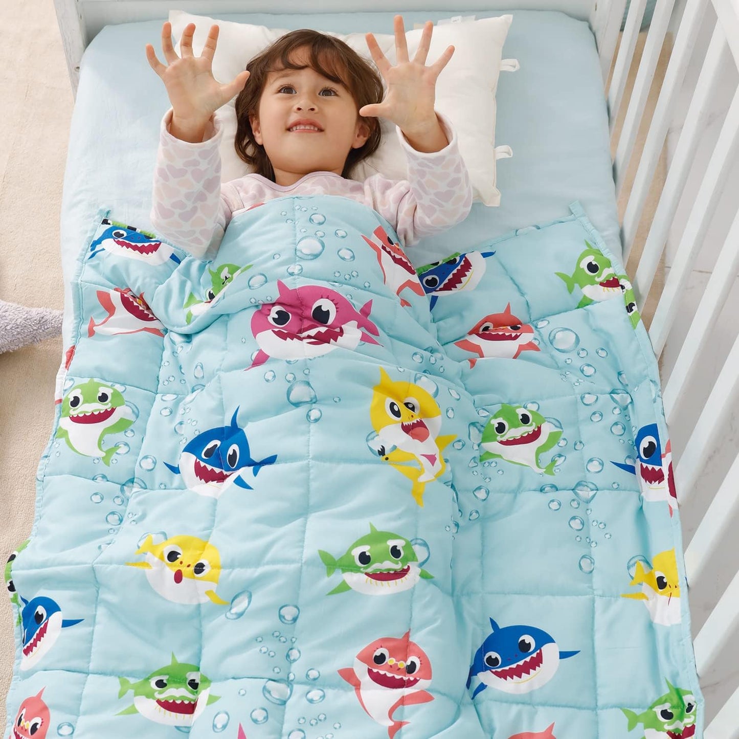Kivik Weighted Blanket 3lbs - Cute Green Shark Design for Comfort