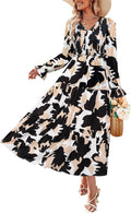 ZESICA Fall Wedding Guest Dresses for Women - Boho Floral Maxi