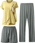 3-Piece Postpartum Nursing Pajamas Set for Women - Soft Maternity