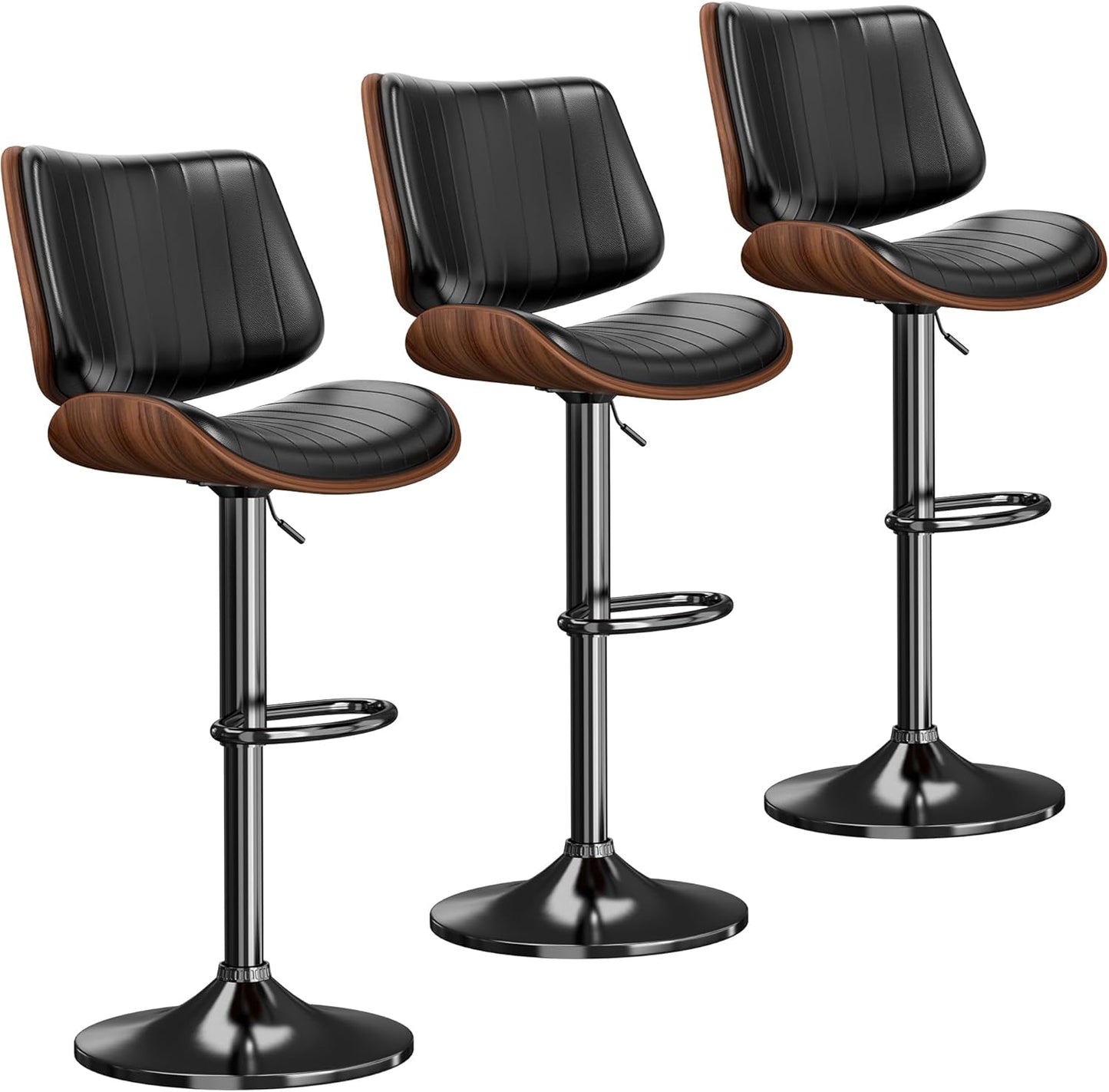 Swivel Bar Stools Set of 3 for Kitchen Counter, Adjustable Design