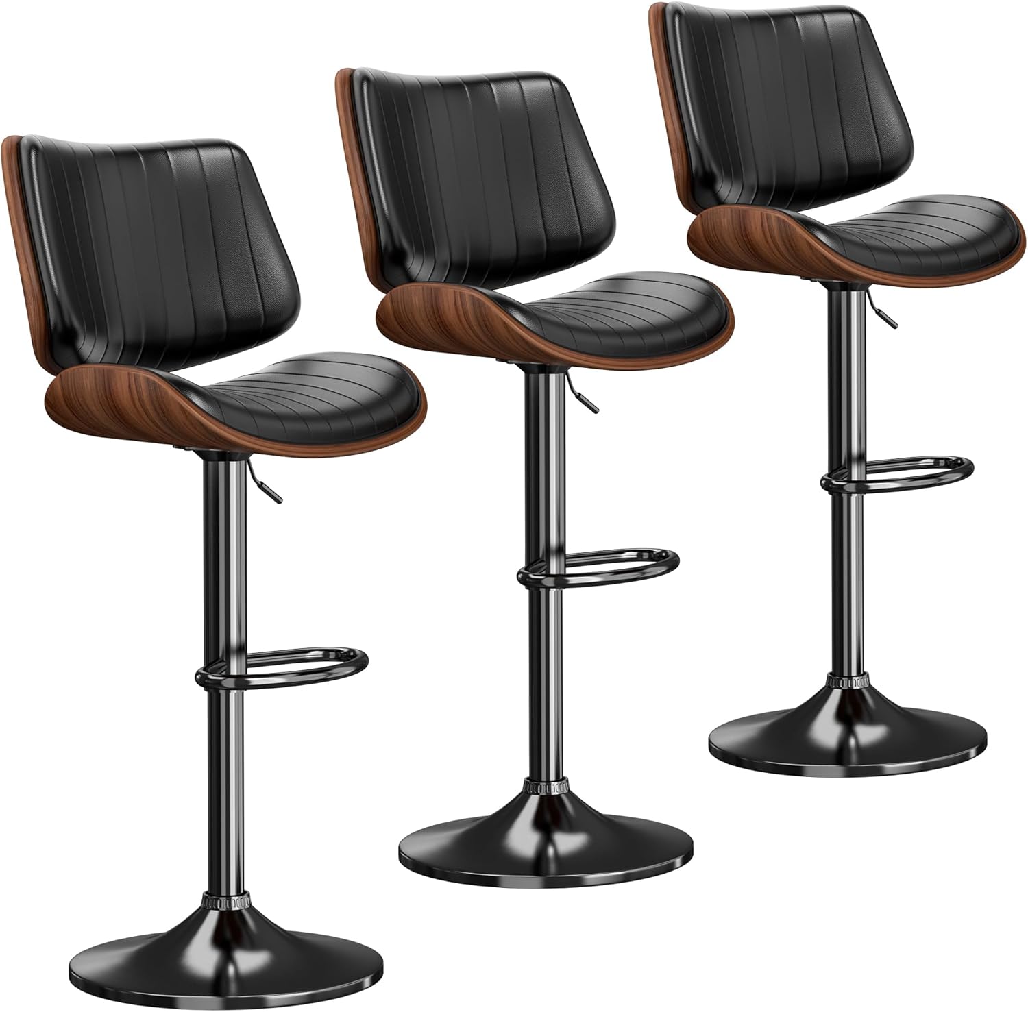 Swivel Bar Stools Set of 3 for Kitchen Counter, Adjustable Design