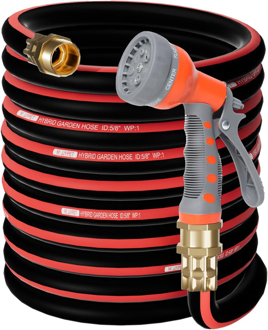 50FT Heavy Duty Flexible Garden Hose with 7 Pattern Nozzle