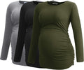 Smallshow Women's Maternity Shirts Long Sleeve 3-Pack (Style QLMJ)