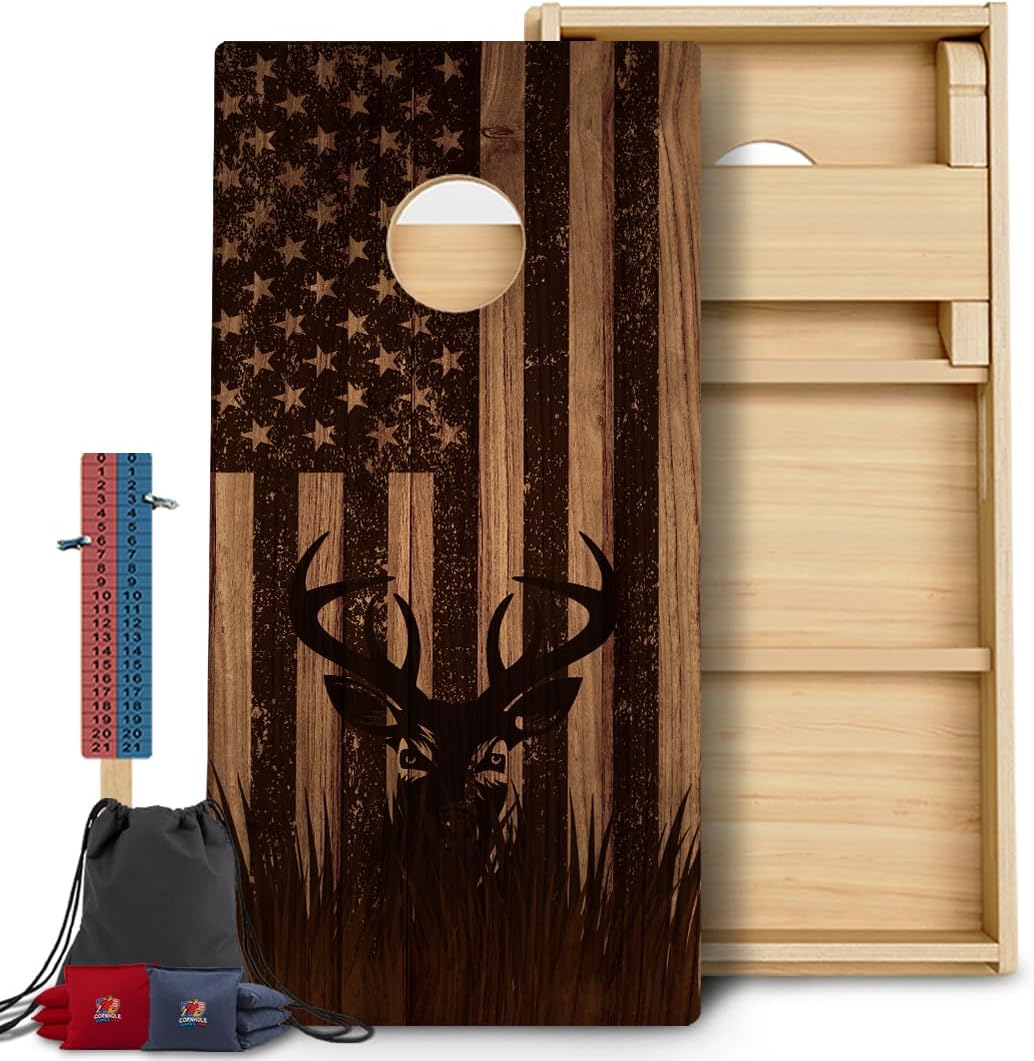 Pro Cornhole Boards Set with Score Tower & Bags - USA Made