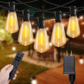 50ft LED String Lights with Remote - Dimmable Outdoor Patio Lighting