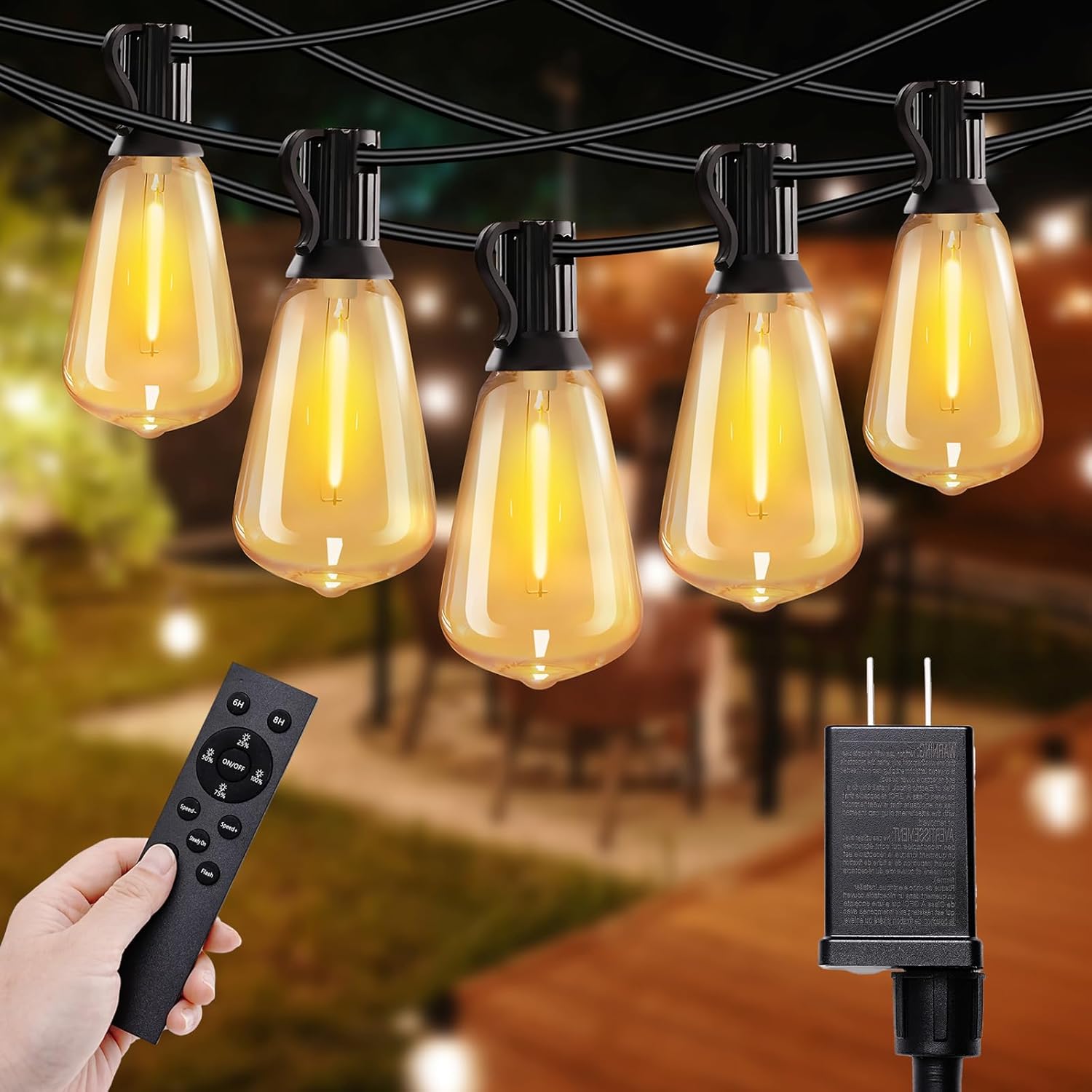 50ft LED String Lights with Remote for Outdoor Decor