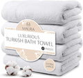 MAURA White Extra Large Turkish Cotton Bath Towels Set of 4 - Plush