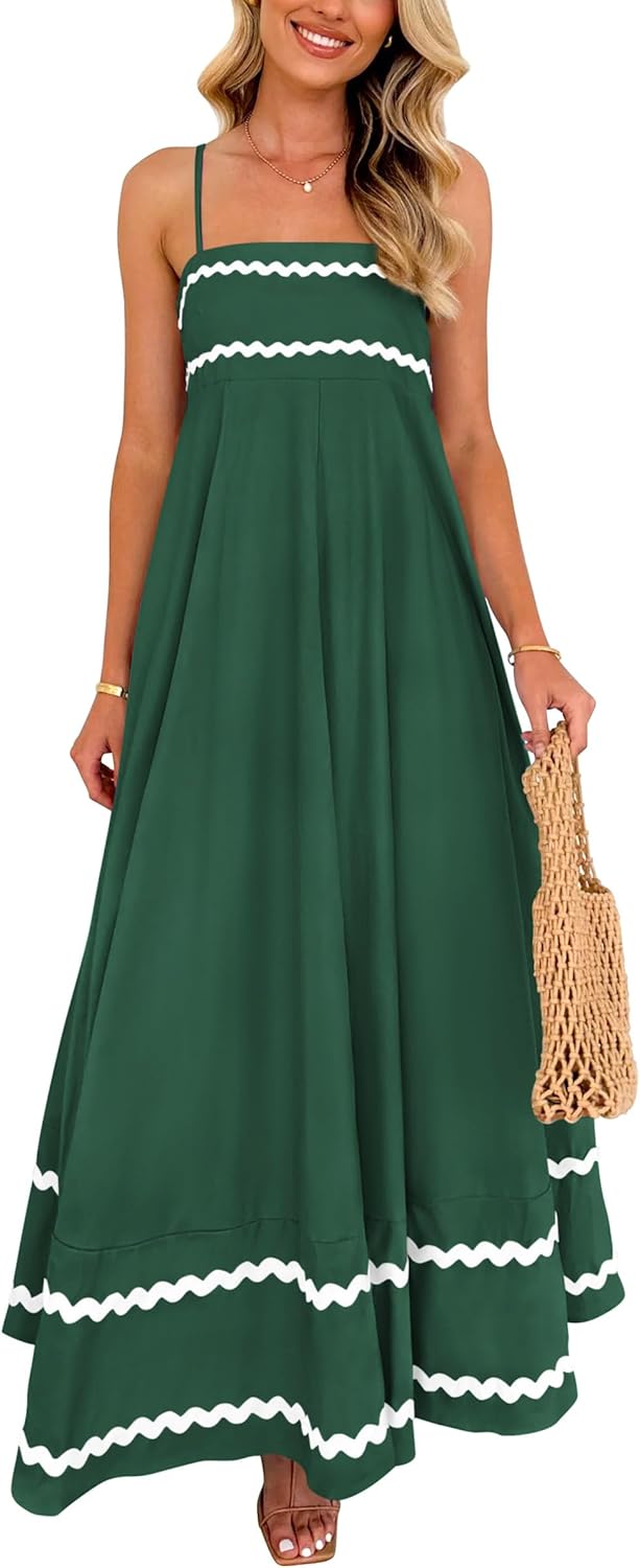 PRETTYGARDEN Women's Summer Flowy Maxi Dress for Beach Fun