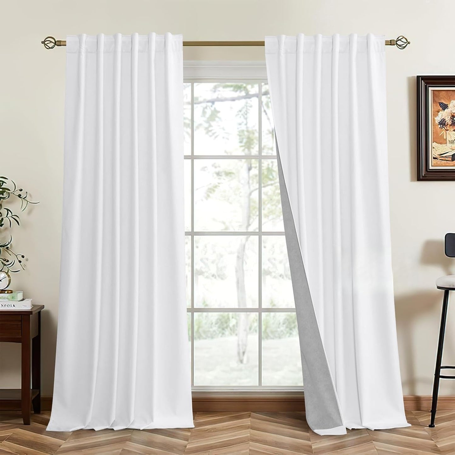 RYB HOME 100% Blackout Velvet Curtains for Total Darkness