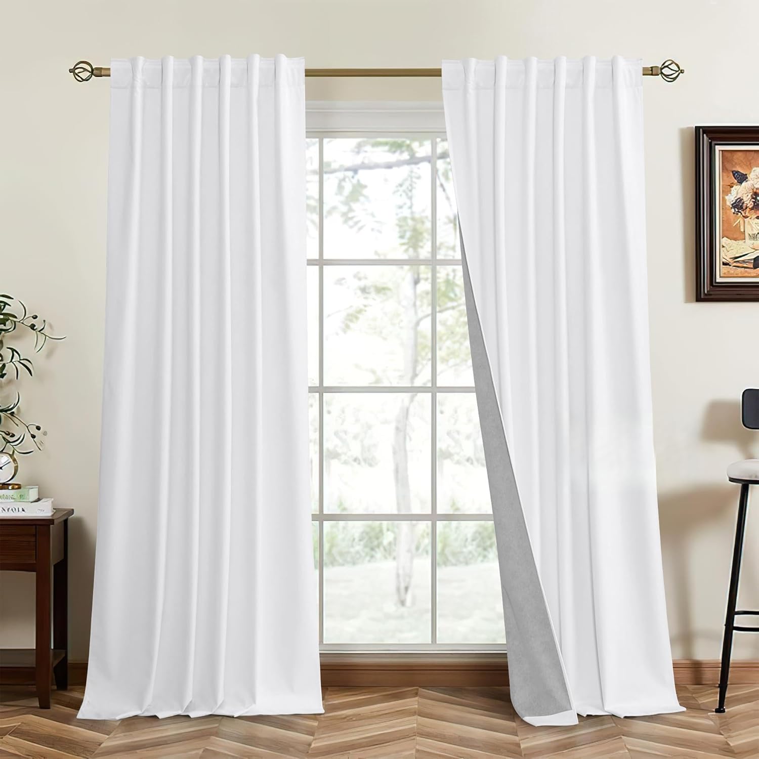 RYB HOME 100% Blackout Velvet Curtains for Total Darkness