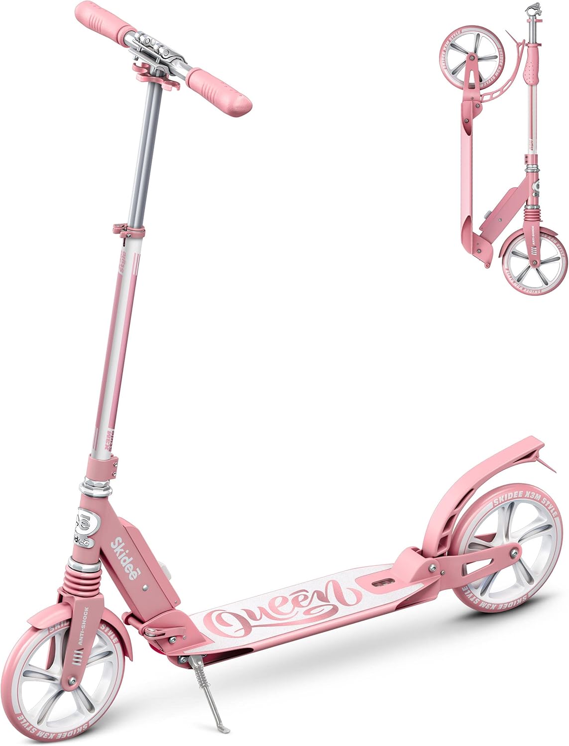 Skidee Adult & Teen Scooter with Adjustable Height and Large Wheels