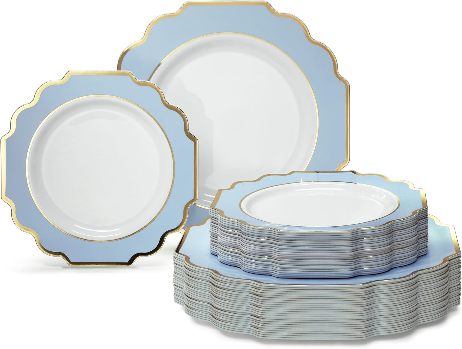 Elegant Heavyweight Wedding Party Disposable Plastic Plates Set