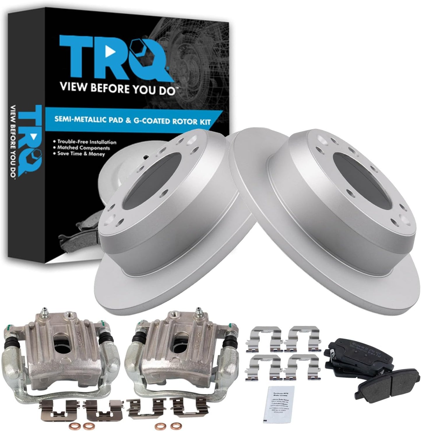 TRQ Rear Brake Pad & Rotor Kit for 2007-2008 Hyundai Entourage