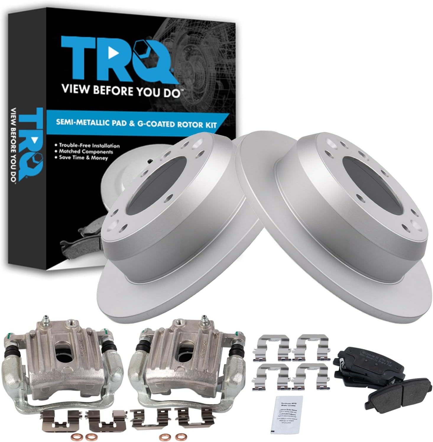 TRQ Rear Brake Pad & Rotor Kit for 2007-2008 Hyundai Entourage